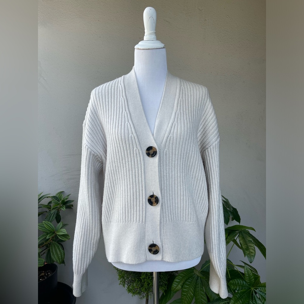 H&M Cream Button-Up Cardigan